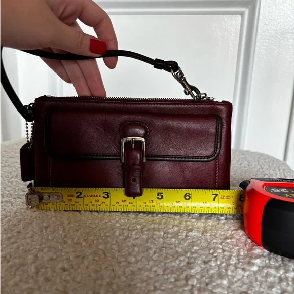 Coach Burgundy Leather Wristlet with Buckle - Picture 6 of 7
